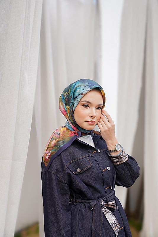 Spring Eşarp Pastel Çiçek Desen-2