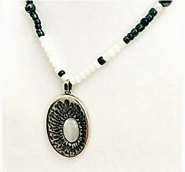GÜMÜŞ AYTAŞİ KRİSTAL ZİNCİRLİ KOLYE