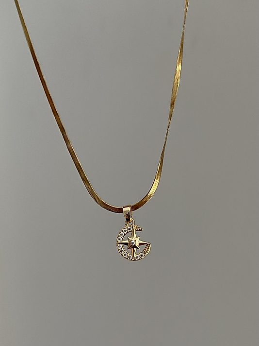Çelik Ay ve Kutup Yıldızı Kolye