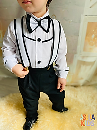 Erkek Çocuk Siyah/Beyaz Salopet Takım