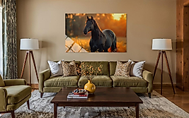 Siyah Atlı Cam Tablo