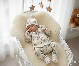 3 Parça Zebra Desenli Zıbın Takımı(Alt, Üst, Şapka)