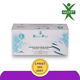 Haspet Lateks Pudrasız Muayene Eldiveni (L) 100'lü