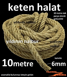 KETEN HALAT 6MM KALINLIK 10 METRE UZUNLUK JUT KENDİR HALAT