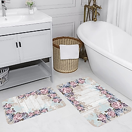 Rovigo Home Dijital Baskı Yıkanabilir Kaymaz 2 li Banyo Takımı