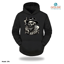 Motorcu Model Slimfit Kapüşönlu Hoodie Erkek kadın Sweatshirt