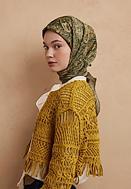 AMORA DESEN PAMUK İPEK EŞARP HAKİ