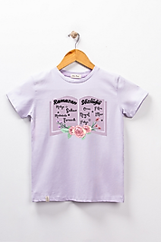 Kız Çocuk Kısa Kollu Bisiklet Yaka "Ramazan Sözlüğü" Baskılı Tişört Mevsimlik Pamuklu