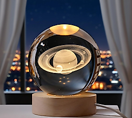 Işıklı Satürn Gezegen Cam Küresi Usb'li