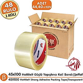 Ve-Ge FİL 45x100 Şeffaf Koli Bandı (1 Koli –48 Adet) Toptan HotMelt Güçlü Yapışkan