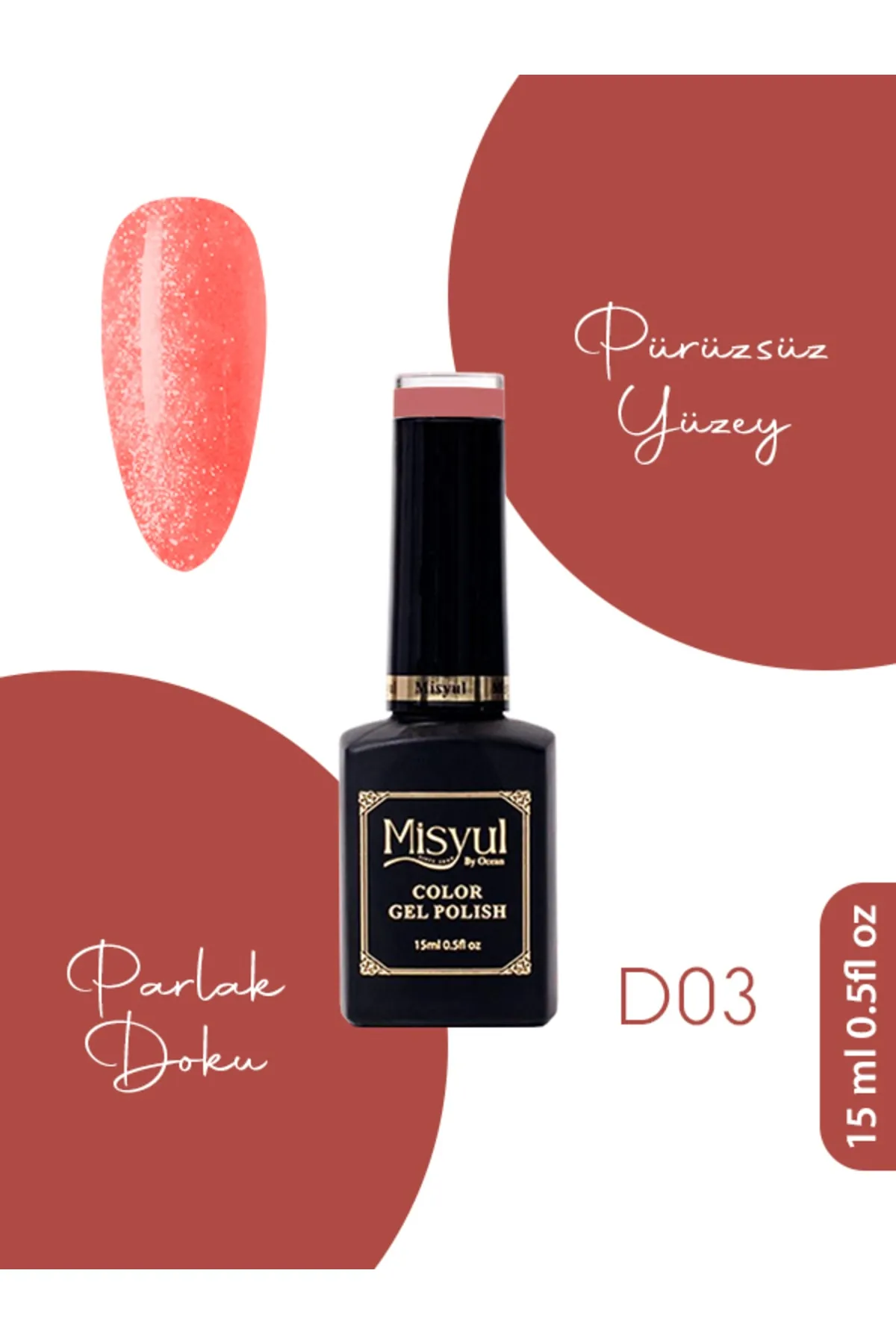 Misyul Kalıcı Oje D03,UV Led Kalıcı Oje Nail Art 15ml