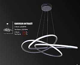 İthal Gümüş 3 Renk Işık Özellikli Led Avize