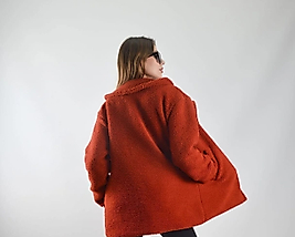 Turuncu Peluş Tüylü Astarlı Ceket