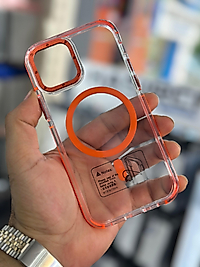 İPhone 12 - 12 Pro Magsafe Sararmaz Mika Telefon Kılıfı Turuncu
