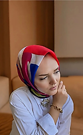 Digital Baskılı Pamuklu Eşarp Twist Desen Siyah - Yeşil