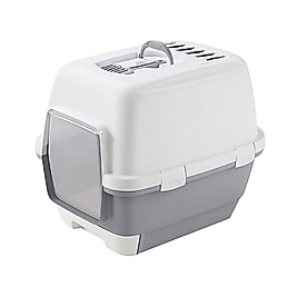 Stefanplast Cathy Clever Smart Gri Beyaz Kapalı Kedi Tuvaleti (58 x 45 x 48 cm)