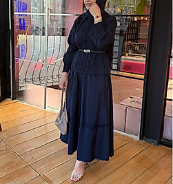 Güpür detaylı ithal takım (lacivert)