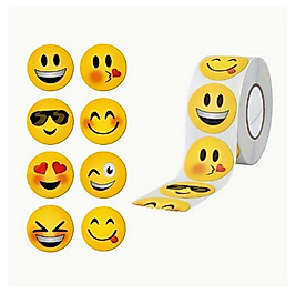 ( 500 X ADET ) 1 RULO GÜLÜMSEME EMOJI SEVİMLİ STICKERLAR ( MÜHÜRLEME & ETİKET & HEDİYE STICKER)