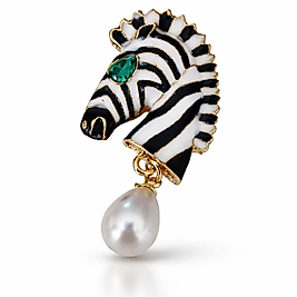 İnci Detaylı Zebra Broş