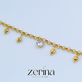 Zirkon Taşlı Charm Gold Çelik Kadın Bileklik