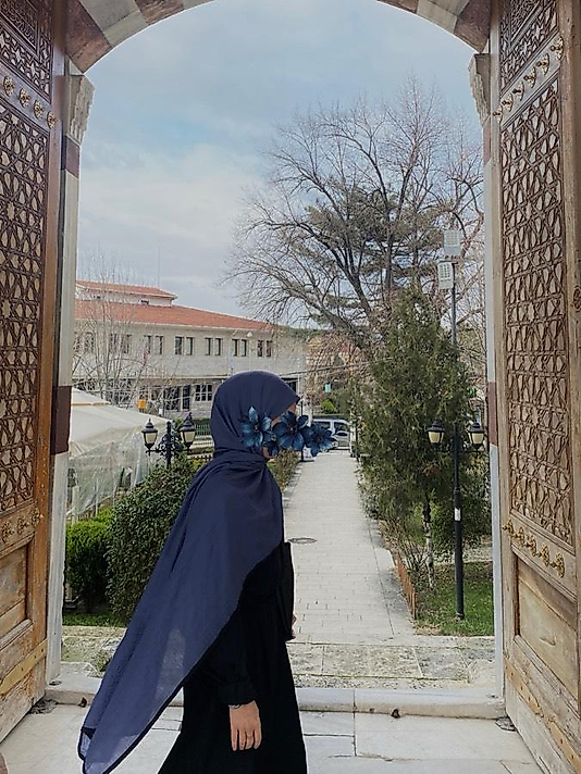 Müslin Biyeli Büyük Boy Şal İndigo