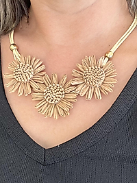 Hasır çiçekli yazlık kolye