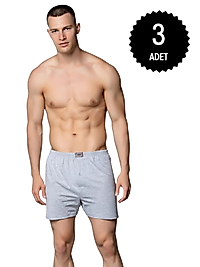 Sedef Yıldızı 1094 Erkek Penye Düz Renk Boxer Gri 3 lü Paket