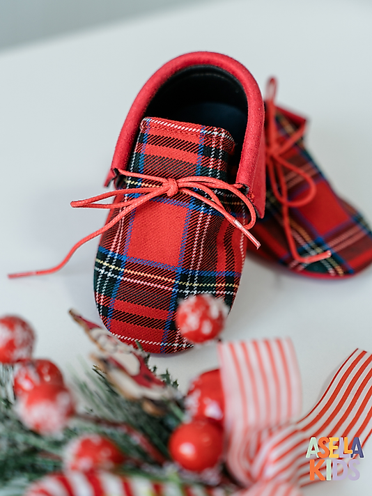 Makosen Ayakkabı - Kırmızı Ekose