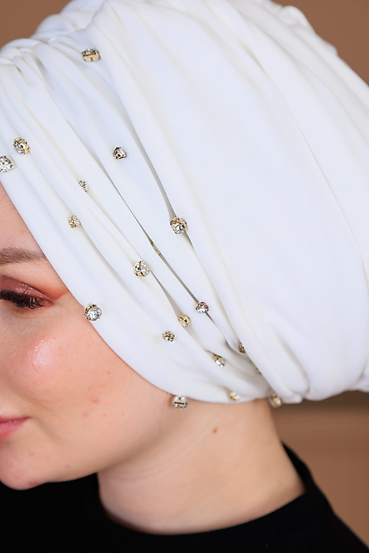 drapeli dolgulu taslı bone