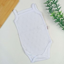 Delikli Kumaş İp Askılı Badi - Beyaz