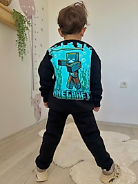 Minecraft desenli siyah eşofman takımı