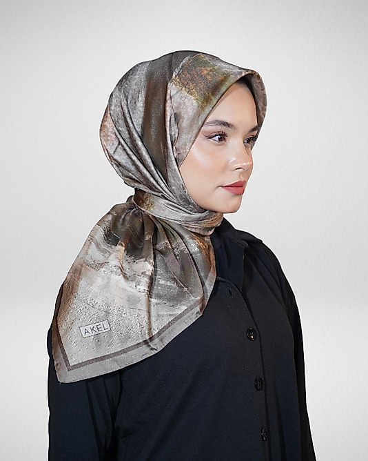 Dijital Kristal Eşarp Pastel Mermer Desenli