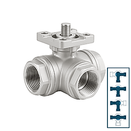 3/4" T Port Paslanmaz Küresel Vana - Tepe Flanşlı - Aktüatör Uyumlu