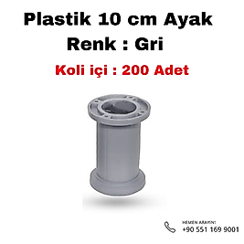 Mobilya Plastik Ayak 10 cm Gri Koli 200 Adet