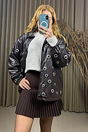 Full Likralı Yarı Piliseli Kumaş Etek Acı Kahve