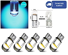 ( 5 X ADET ) 1 SET LED T10 DİPSİZ AMPUL 12V DIAMOND PINE. ICE BLUE (5W DİPSİZ AMPUL ELMAS CAM BUZ MAVİ)