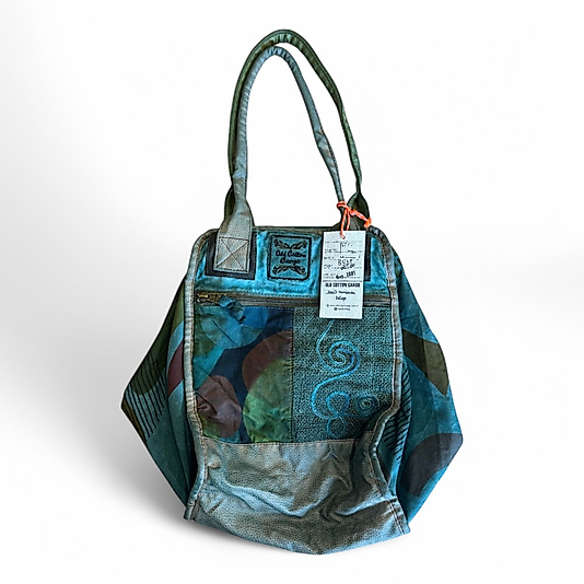 Old Cotton Kaliteli Organik Vintage Büyük Desenli Kadın Omuz Çantası Sancarlos bag 8145 XL