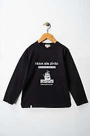 Yetişkin Uzun Kollu Bisiklet Yaka "Tarık Bin Ziyad"  Baskılı Tişört Mevsimlik Pamuklu