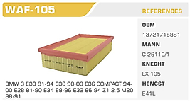 HAVA FİLTRESİ BMW 3 E30 81-94 E36 90-00 E36 COMPACT 94 00 E28 81-90 E34 88-96 E32 86-94 Z1 2.5 M20  88-91