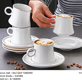 GÖNÜL YALDIZLI BEYAZ 6'lı NESKAFE-ÇAY FİNCANI