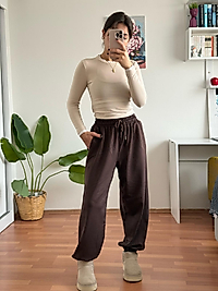 Modal kumaş eşofman  acı kahve