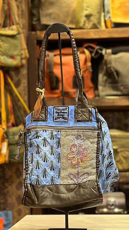 Old Cotton Kaliteli Organik Vintage Büyük Desenli Kadın Omuz Çantası Sancarlos bag 8145 XL