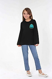 Kız Çocuk Uzun Kollu "Mübarek Ramazan" Baskılı Tshirt