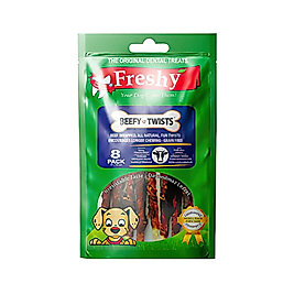 Freshy Sığırlı Twist Kurutulmuş Et Kaplı Köpek Çiğneme Çubuğu 13 cm 8'li