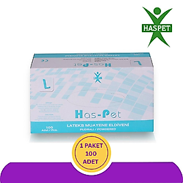 Haspet Lateks Pudralı Muayene Eldiveni (L) 100'lü