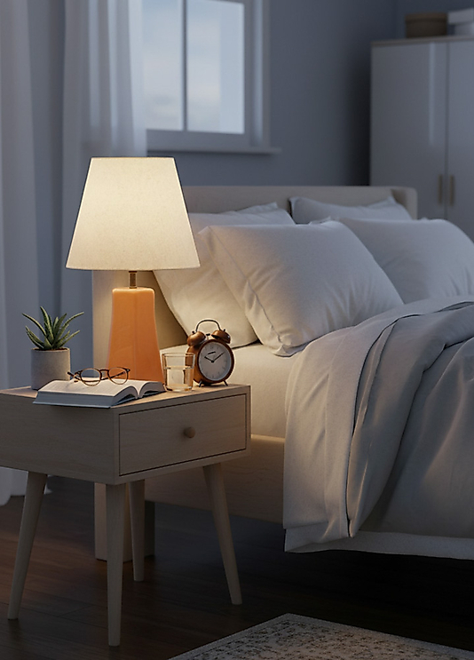 Dekoratif Seramik Altıgen Abajur Kızıl Kahve AB044