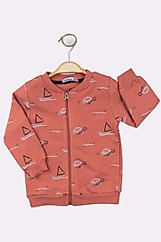 Erkek Çocuk 1-4 Yaş Fermuarlı Hırka Kiremit