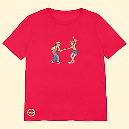 Ash & Misty Swing Out Hero Pokemon - Regular Fit Kırmızı