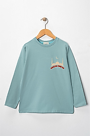 Kız Çocuk Uzun Kollu Bisiklet Yaka "Ramazan Cihad dır" Baskılı Tişört Mevsimlik Pamuklu