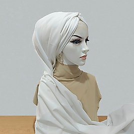 Ekru düğüm bone şal